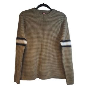 VTG Y2K FERRUCHE ADULT L GREEN ACRYLIC TIGHT‎ KNIT CREWNECK PULLOVER SWEATER